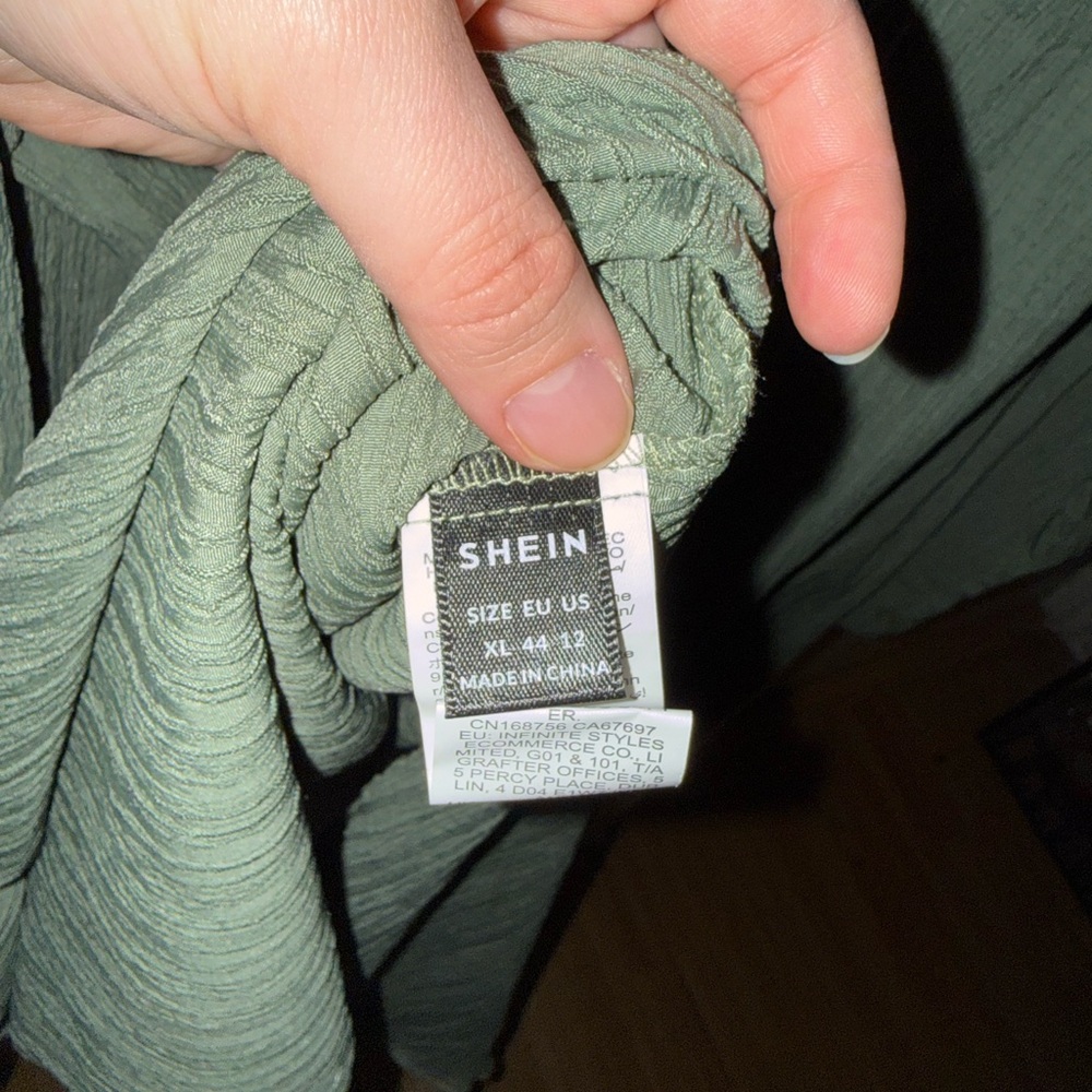 SHEIN Olive Textured Shirt Dress - Picture 7 of 8
